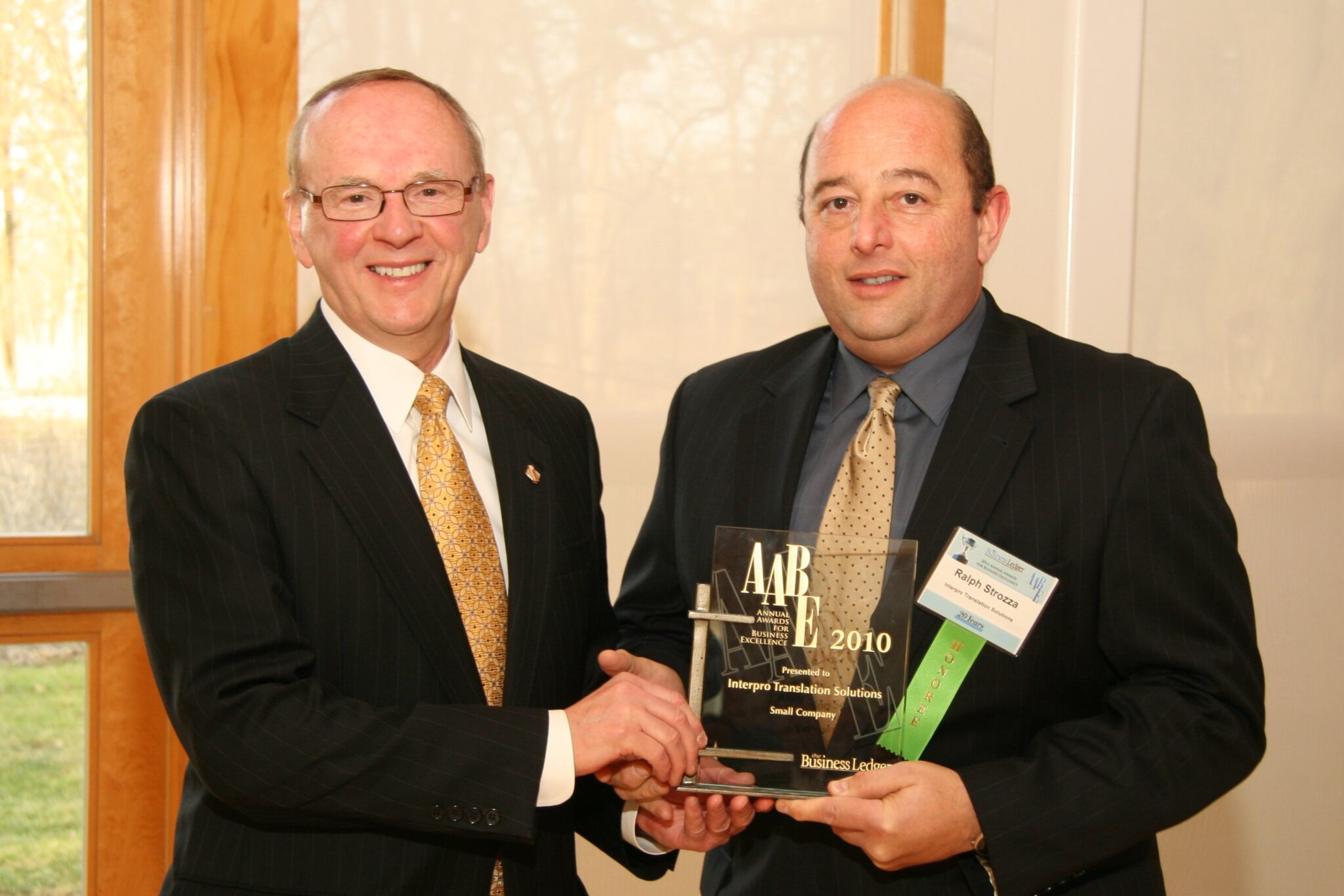 Ralph Strozza accepting 2010 Annual Award for Business Excellence