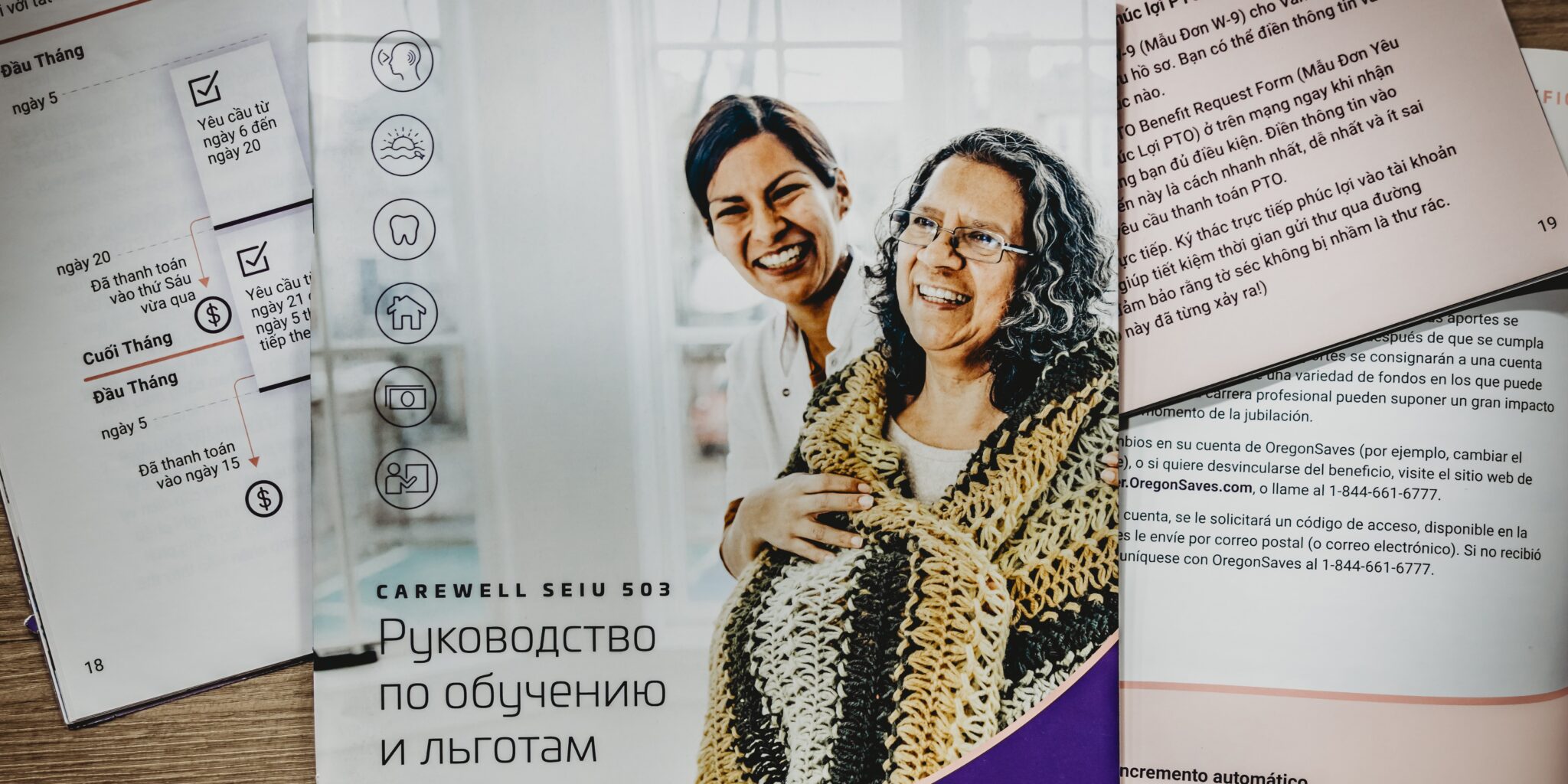 Healthcare brochure translated into Russian, Vietnamese, and Spanish