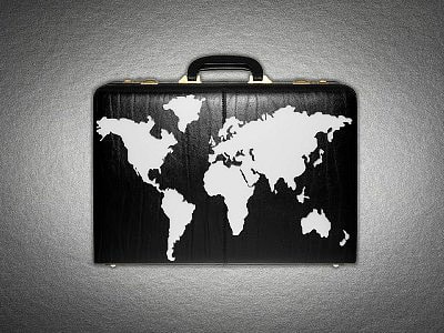 world on a briefcase
