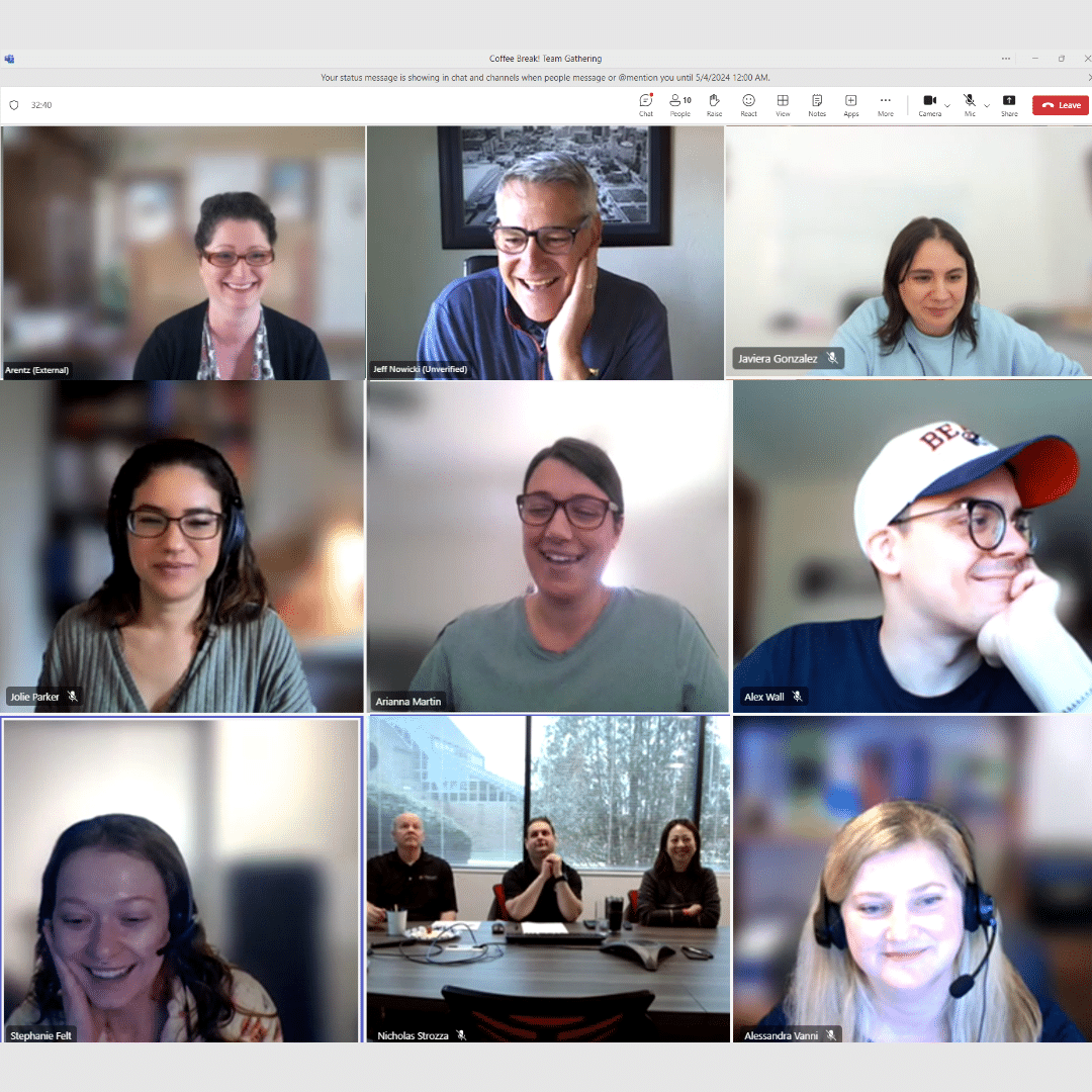 Interpro and Armstrong International on Teams Collaboration Call: Screenshot of a video call in teams with 12 individuals