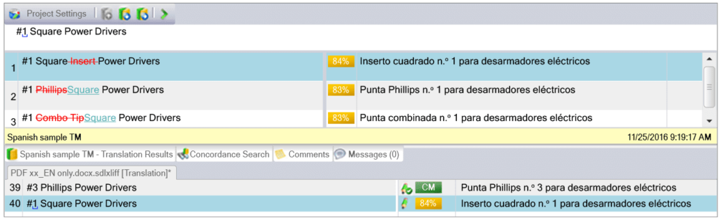 example of translation memory