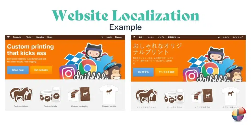 website localized into japanese